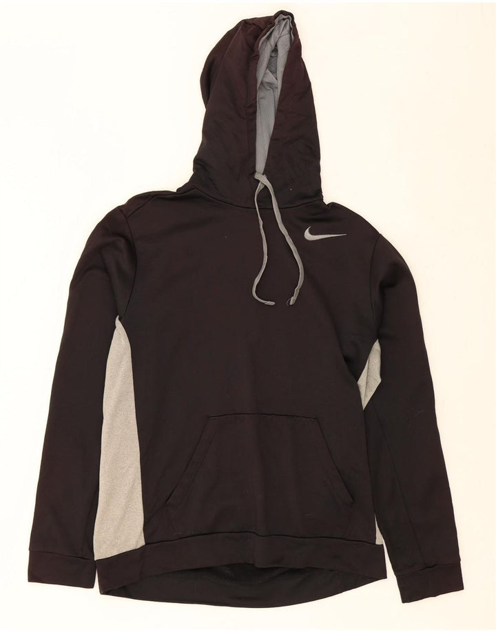 NIKE Mens Therma-Fit Hoodie Jumper Medium Black Colourblock Polyester Vintage Nike and Second-Hand Nike from Messina Hembry 