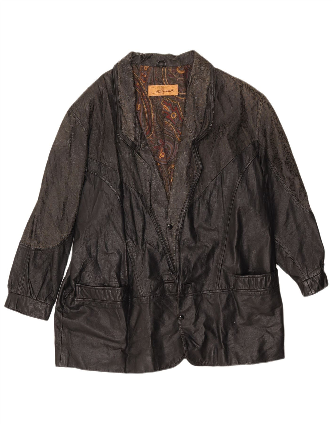 Vintage muška široka kožna jakna IT 46 mala crna koža