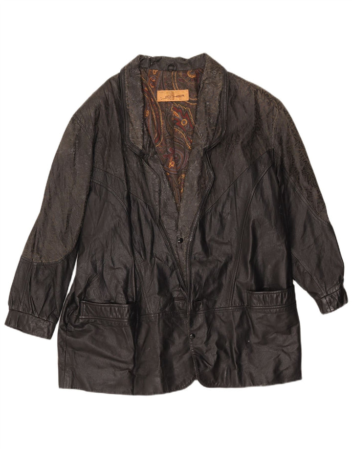 Vintage muška široka kožna jakna IT 46 mala crna koža