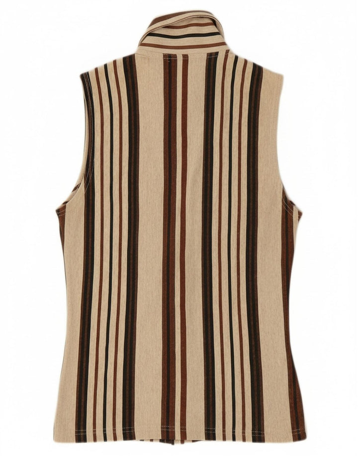 PHARD Womens Sleeveless Shirt UK 8 Small Beige Striped