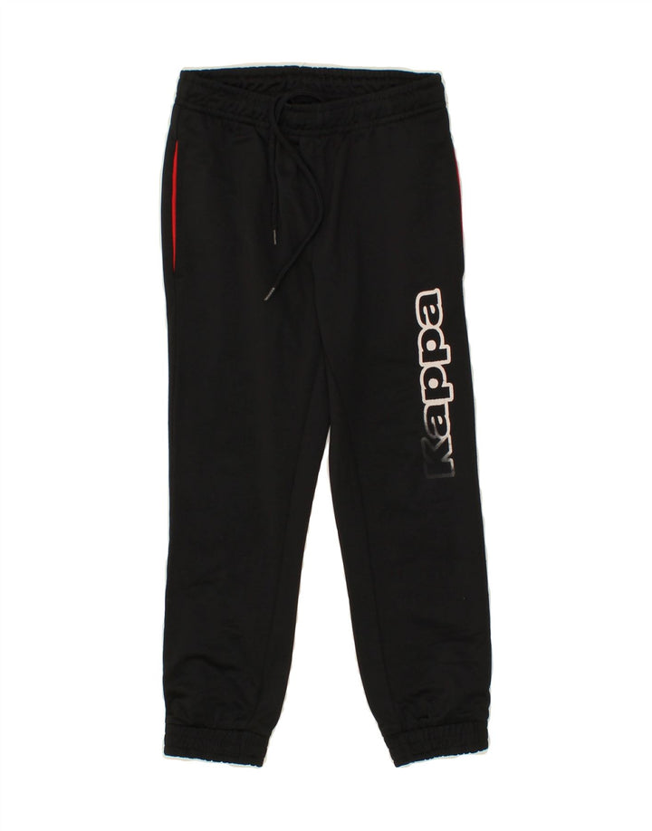 KAPPA Boys Graphic Tracksuit Trousers Joggers 5-6 Years Black Polyester Vintage Kappa and Second-Hand Kappa from Messina Hembry 