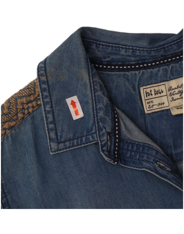 Fat Face ženska traper majica UK 12 srednje plava pamučna boemska