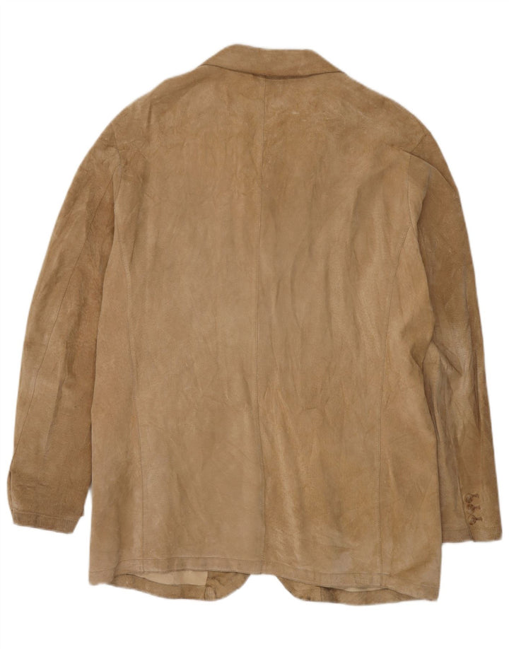 VINTAGE muška jakna od brušene kože s 3 gumba UK 44 2XL bež koža
