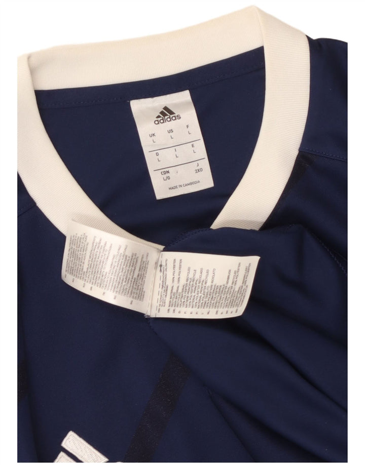Adidas muška majica kratkih rukava, velika tamnoplava prugasta poliesterska majica