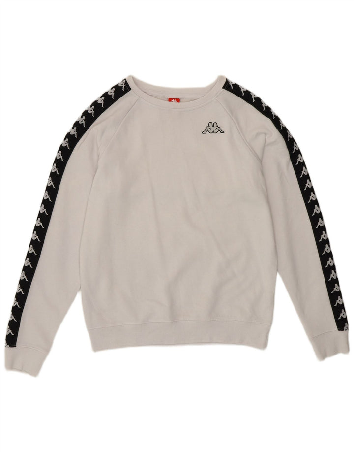 KAPPA ženski džemper s grafičkim motivima UK 14 srednje bijele boje