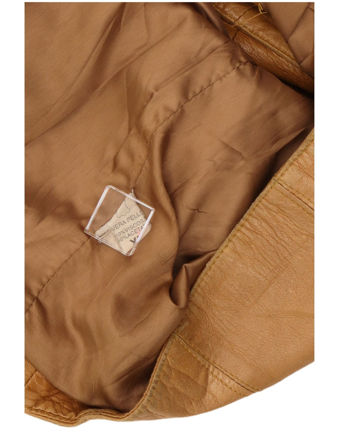 VINTAGE Womens Leather Jacket UK 18 XL Beige Leather