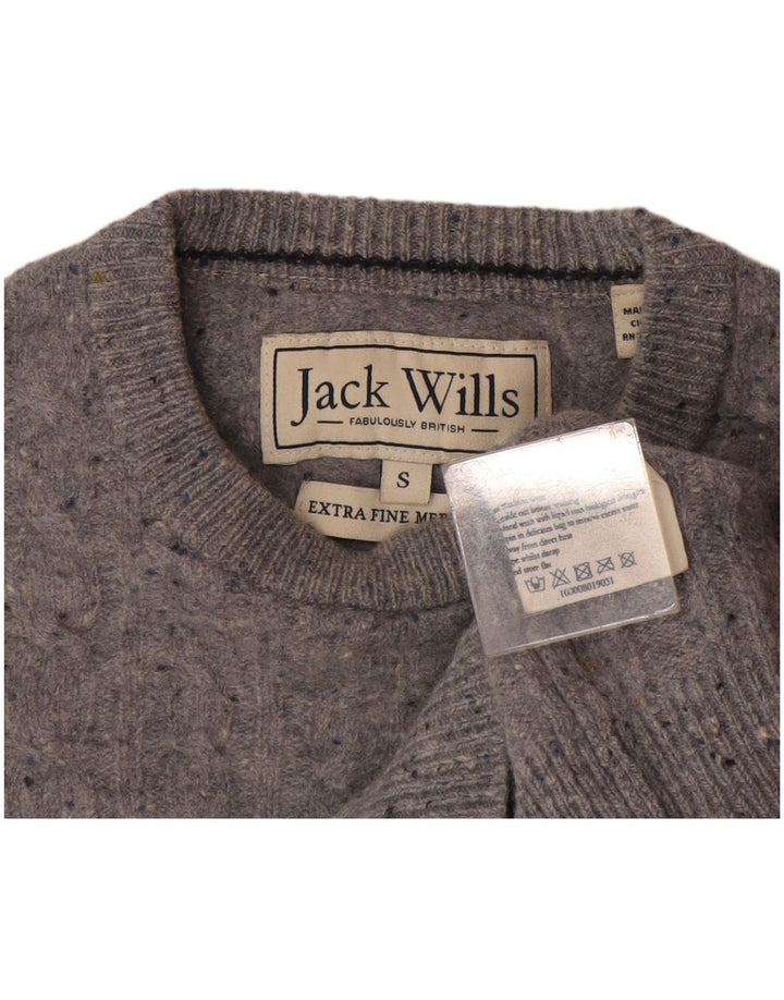 Jack Wills Muški džemper s okruglim izrezom Mali sivi vuneni džemper
