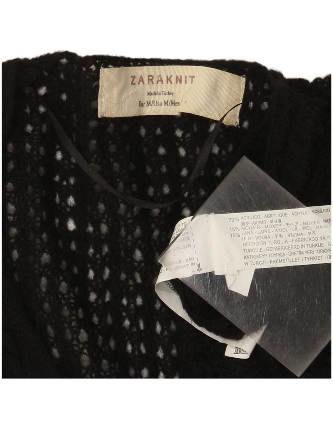 Zara ženski džemper s V-izrezom UK 12 Srednje crni akril