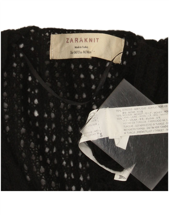 Zara ženski džemper s V-izrezom UK 12 Srednje crni akril