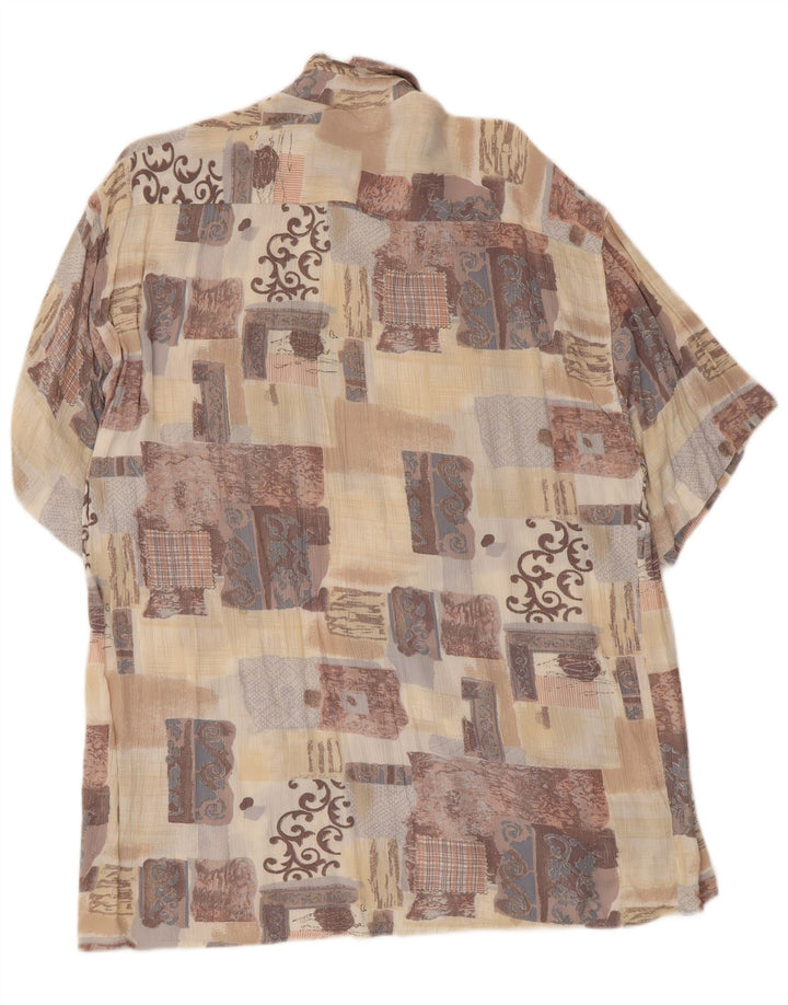 Vintage muška košulja kratkih rukava, veliki bež patchwork