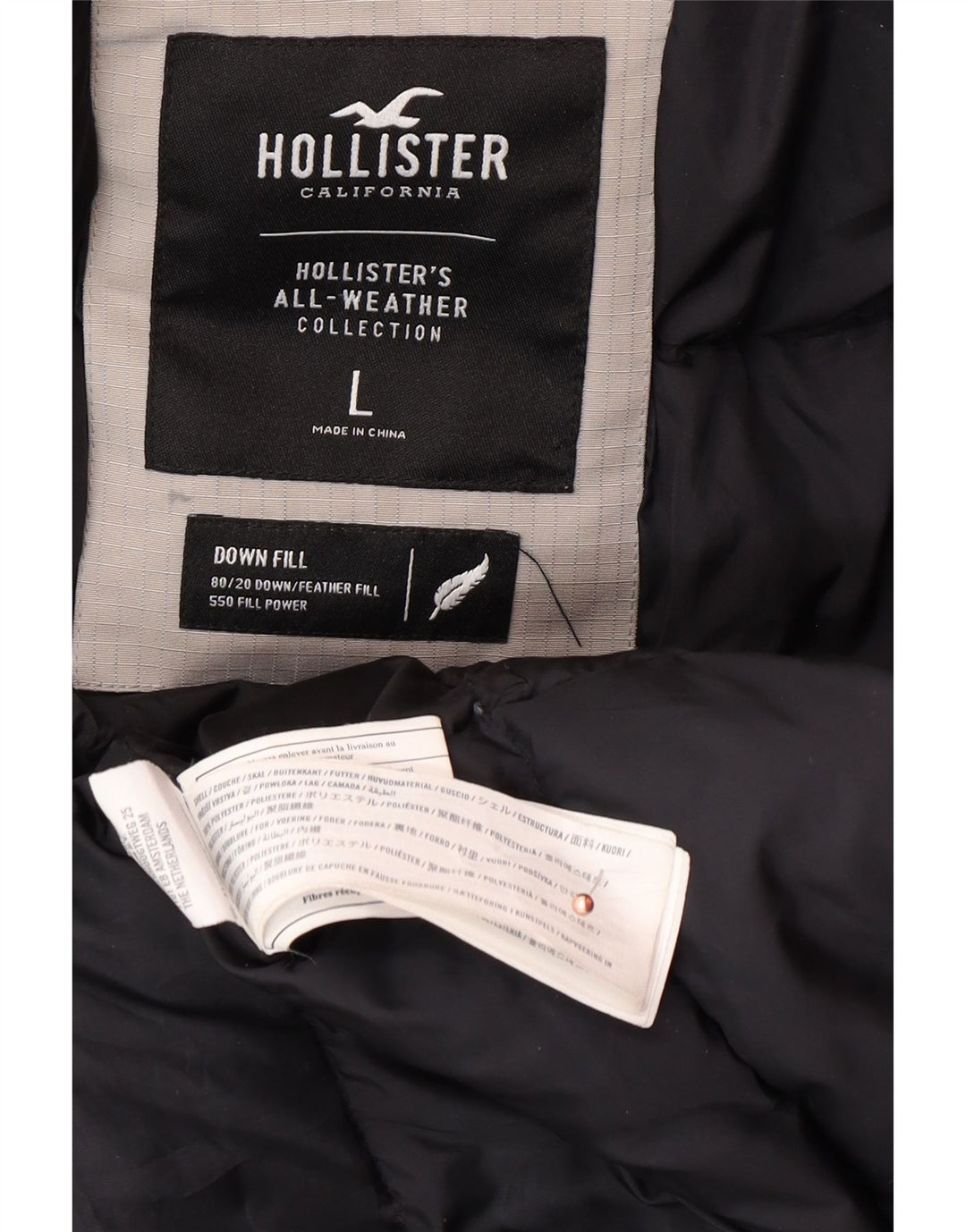 HOLLISTER Muška podstavljena jakna s kapuljačom UK 40 veliki sivi poliester