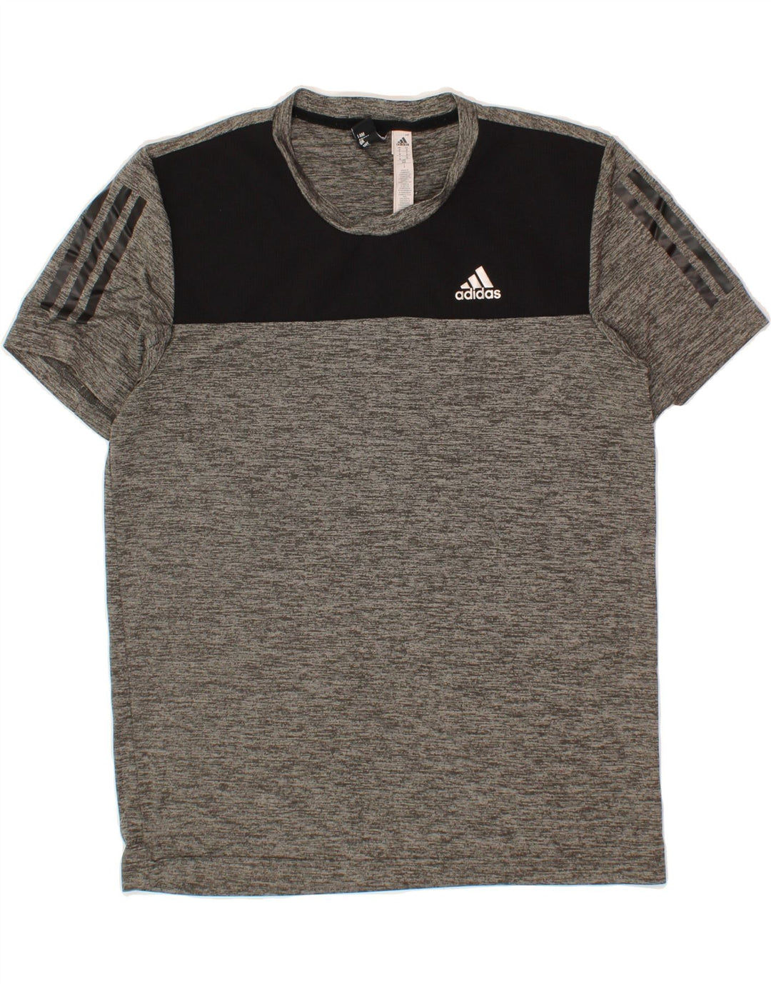ADIDAS Mens T-Shirt Top Medium Grey Colourblock Polyester Vintage Adidas and Second-Hand Adidas from Messina Hembry 