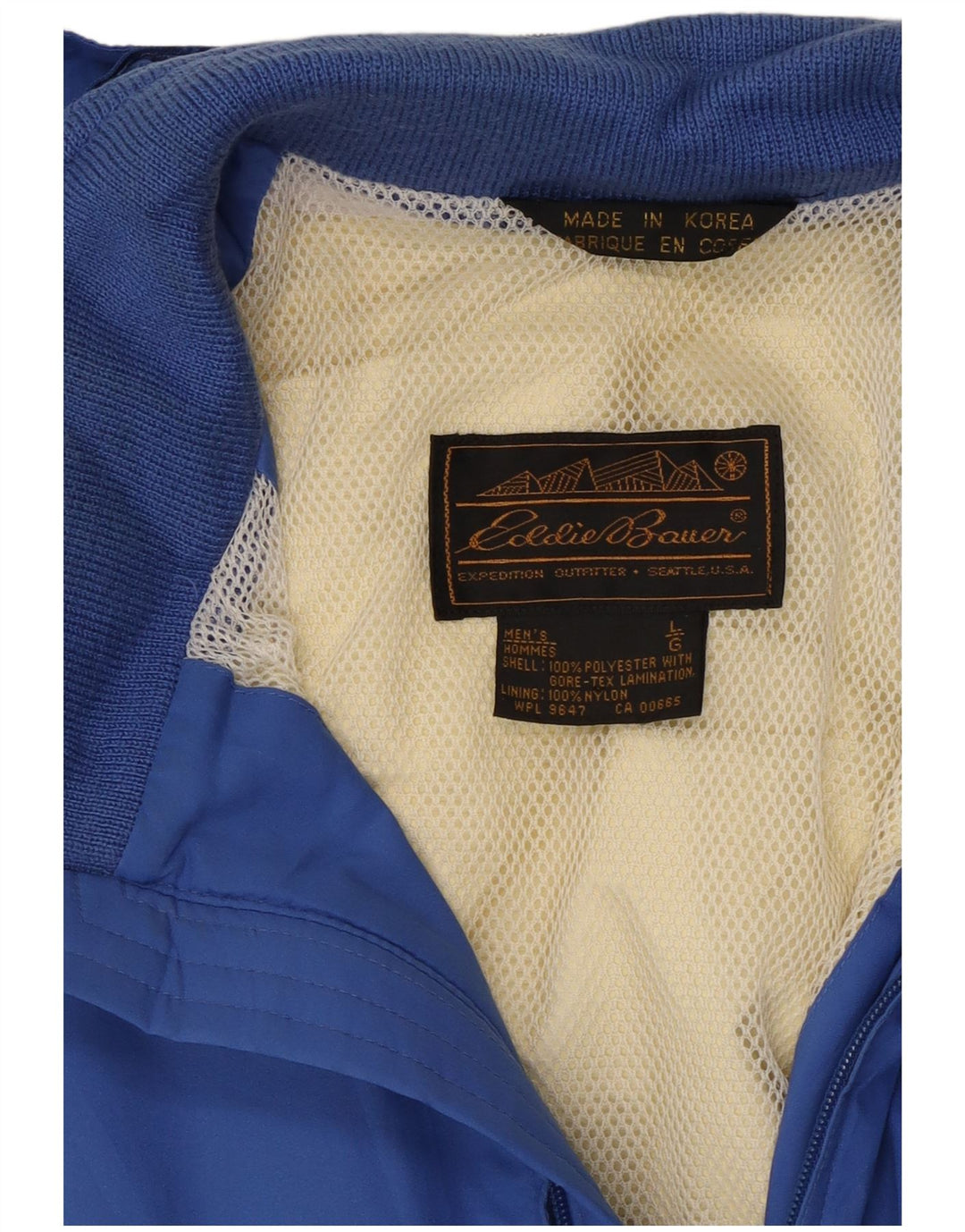 Muška kišna jakna s kapuljačom Eddie Bauer UK 40 veliki plavi poliester