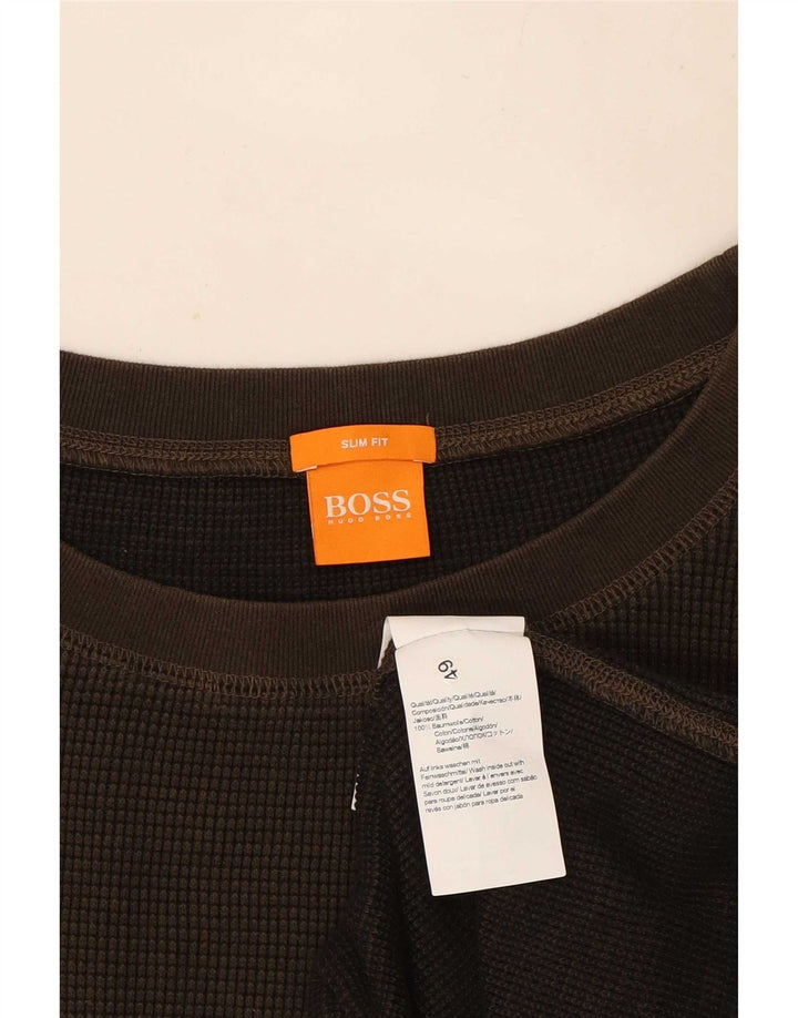 Hugo Boss muška majica dugih rukava 3XL smeđi pamuk