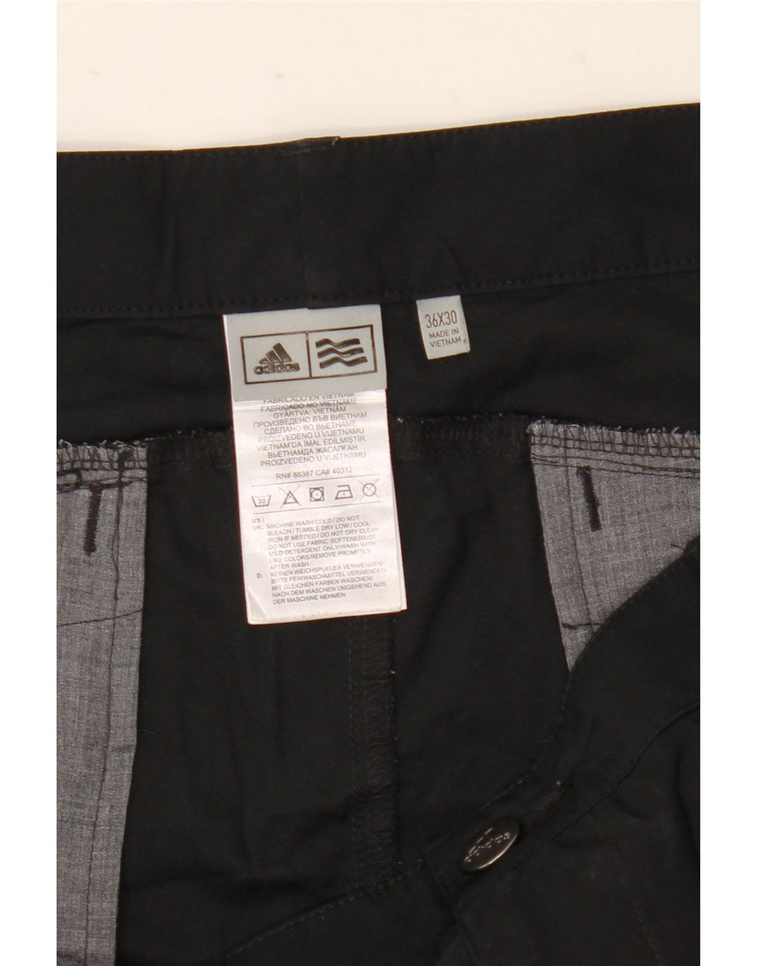 Adidas muške uske chino hlače W36 L30 crni poliester