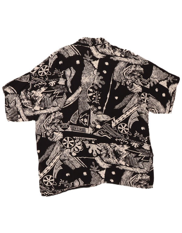 VINTAGE ženska prevelika košulja kratkih rukava IT 46 velika crna geometrijska veličina