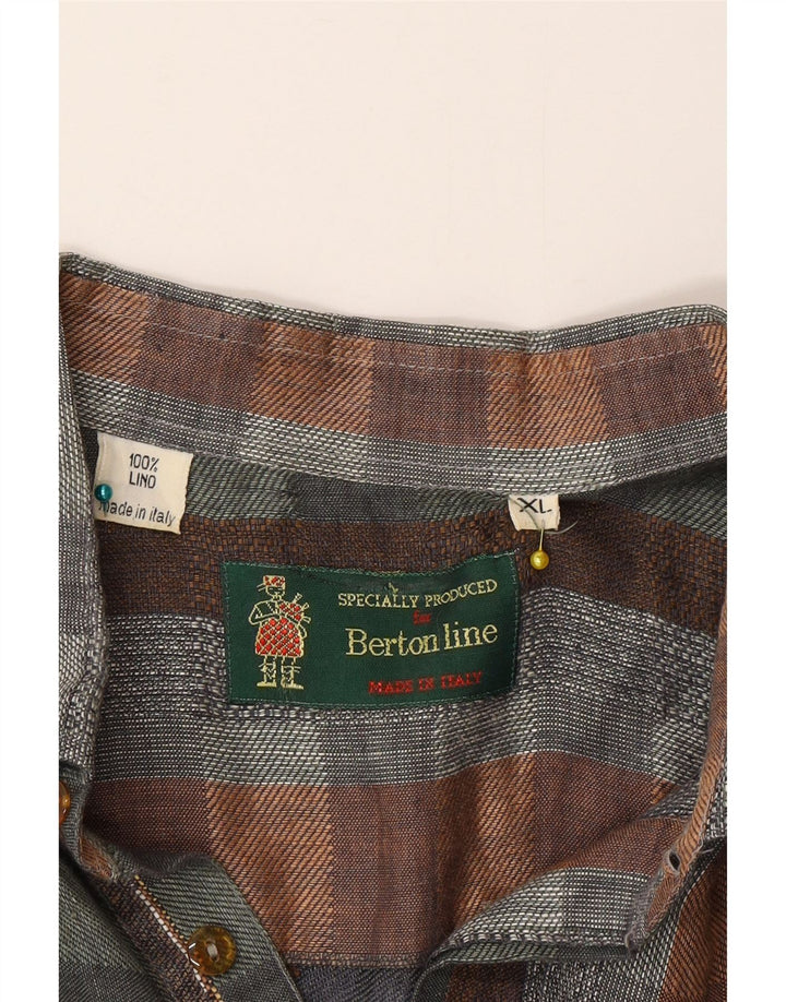 Vintage muška pulover majica kratkih rukava XL višebojno karirano platno