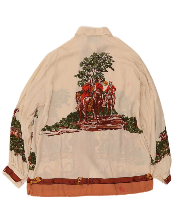 GABRI ELLE LA CAMICIA Ženska grafička košulja bluza UK 16 Large Off White