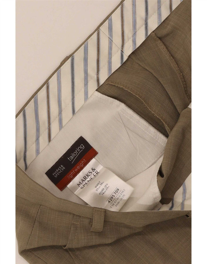 Marks & Spencer ženske hlače ravnog odijela W36 L29 kaki poliester