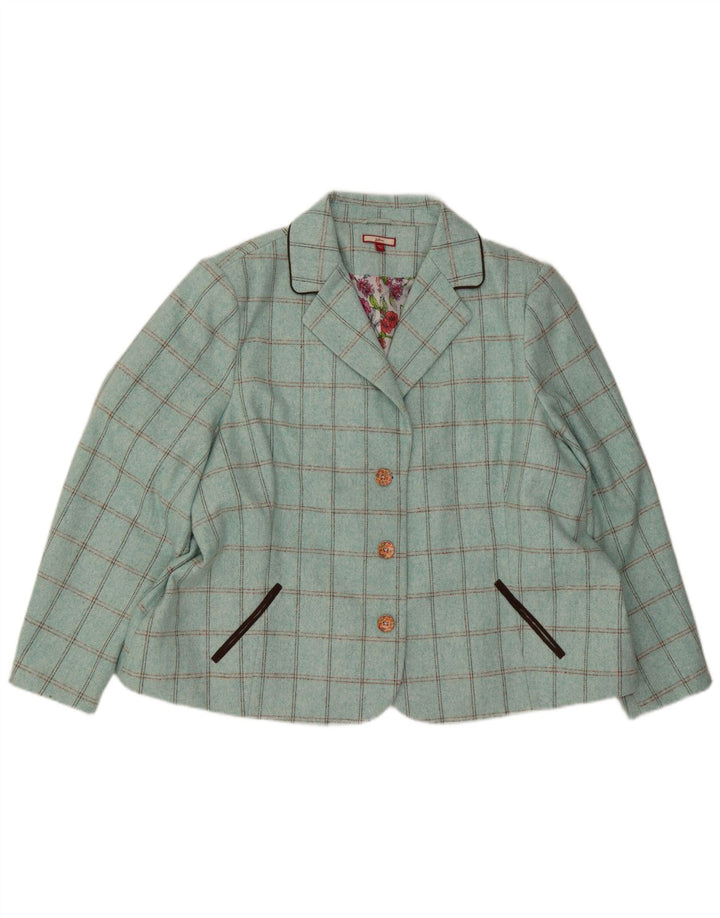 Ženska jakna s 3 gumba Joe Browns UK 30 7XL Tirkizna karirana