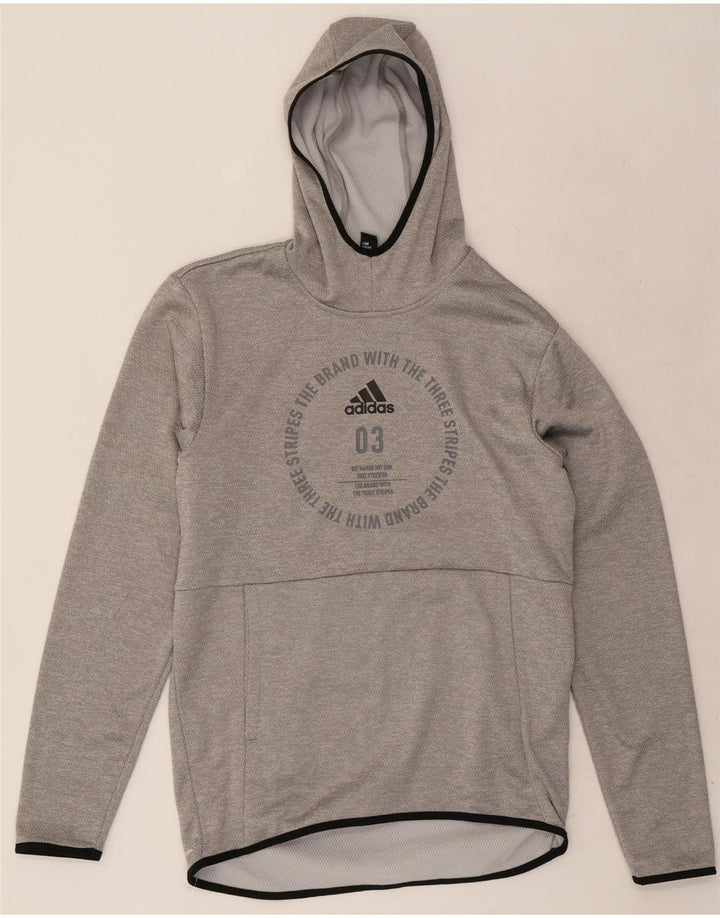 Adidas muška majica s kapuljačom s grafičkim motivima, mali sivi poliester