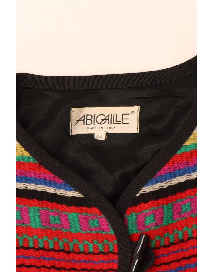 Vintage ženska prevelika duffle jakna IT 44 srednje višebojne geometrije