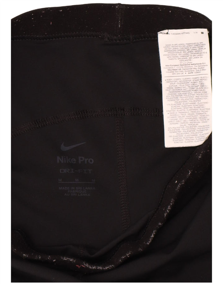 Nike Ženske Dri Fit Graphic Leggings UK 12 Srednje crni poliester