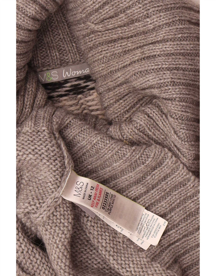 Marks & Spencer ženski pulover s rol izrezom UK 12 srednje sivi Fair Isle