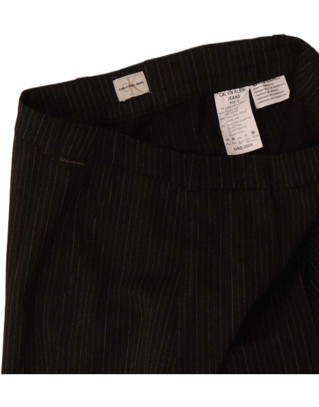 CALVIN KLEIN Ženske ravne chino hlače W30 L31 sivi prugasti poliester