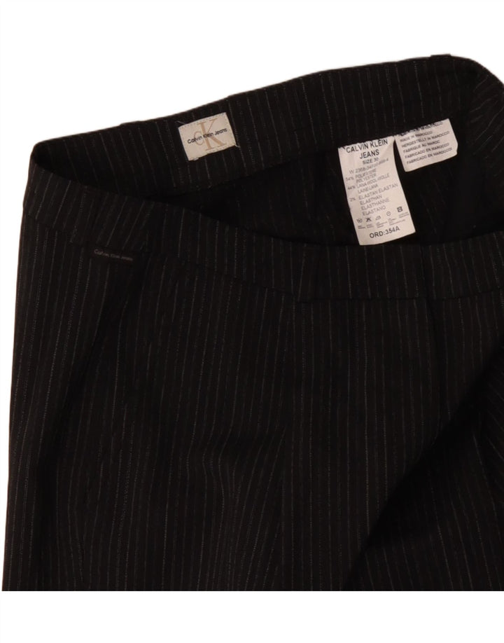 CALVIN KLEIN Ženske ravne chino hlače W30 L31 sivi prugasti poliester