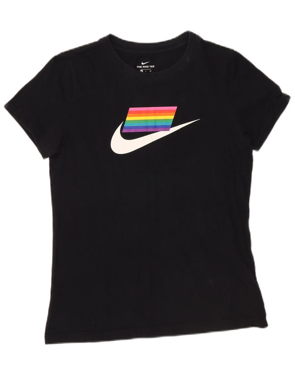 Nike Ženska grafička majica kratkih rukava UK 10 Mala crna pamuk