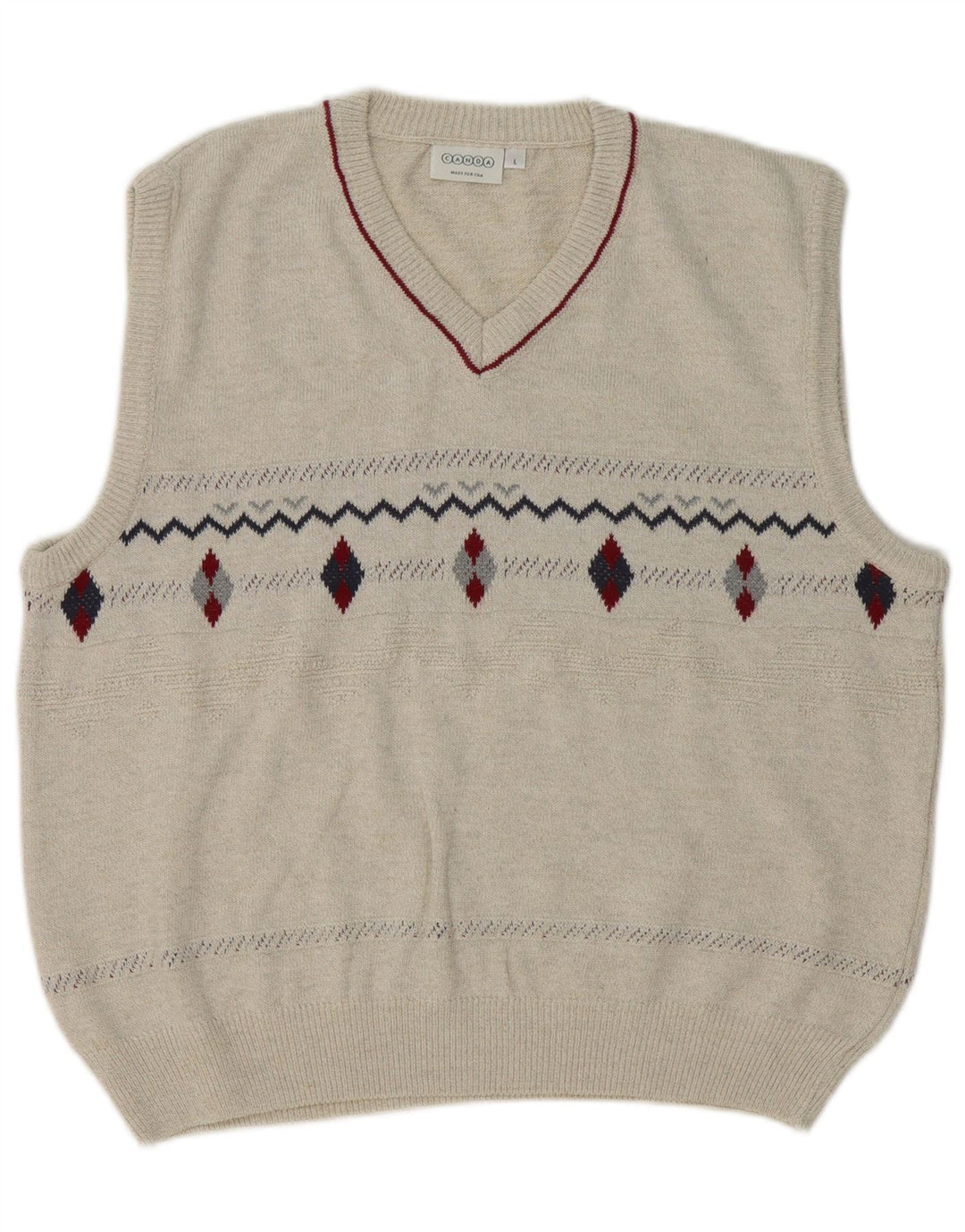 Canda Muška majica bez rukava Large Beige Argyle/Diamond Cotton