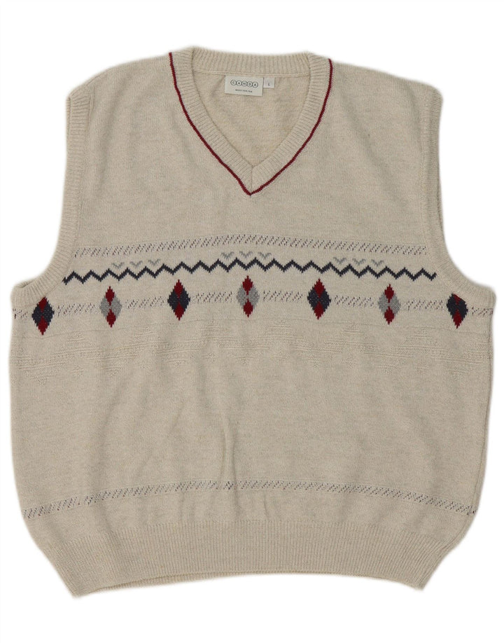 Canda Muška majica bez rukava Large Beige Argyle/Diamond Cotton