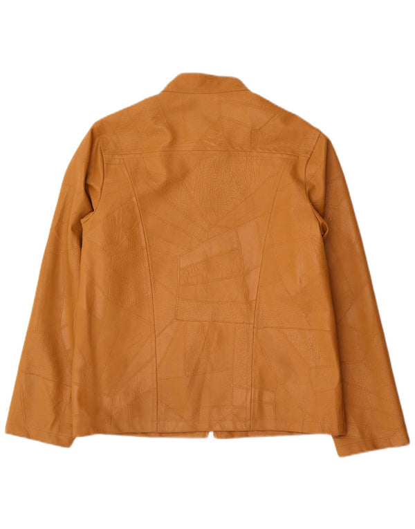 Vintage ženska jakna od umjetne kože UK 14 velika bež patchwork polivinil