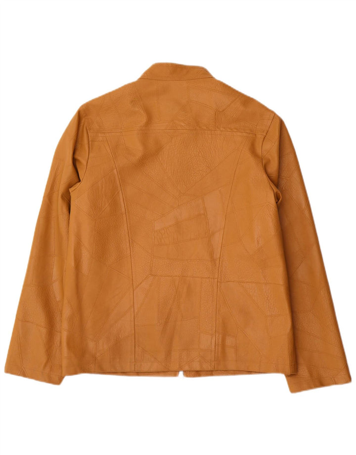 Vintage ženska jakna od umjetne kože UK 14 velika bež patchwork polivinil