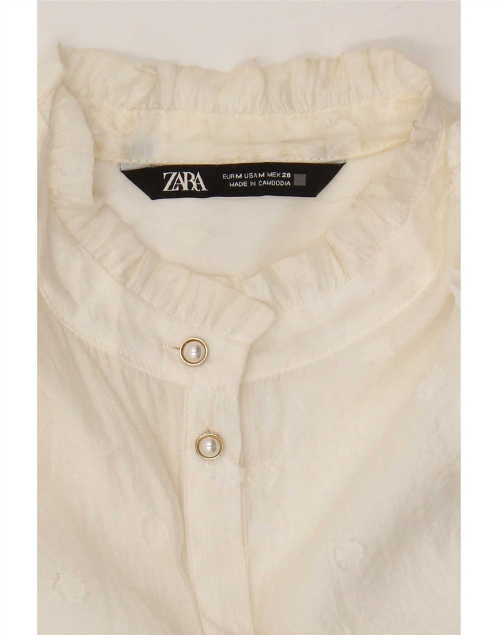 Zara ženska prozirna košulja bluza 3/4 rukava UK 14 srednje bijela