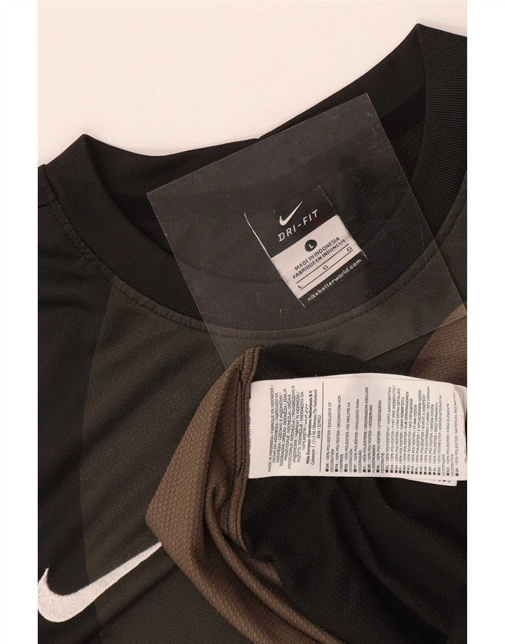 Nike muška Dri Fit grafička majica dugih rukava, veliki crni poliester