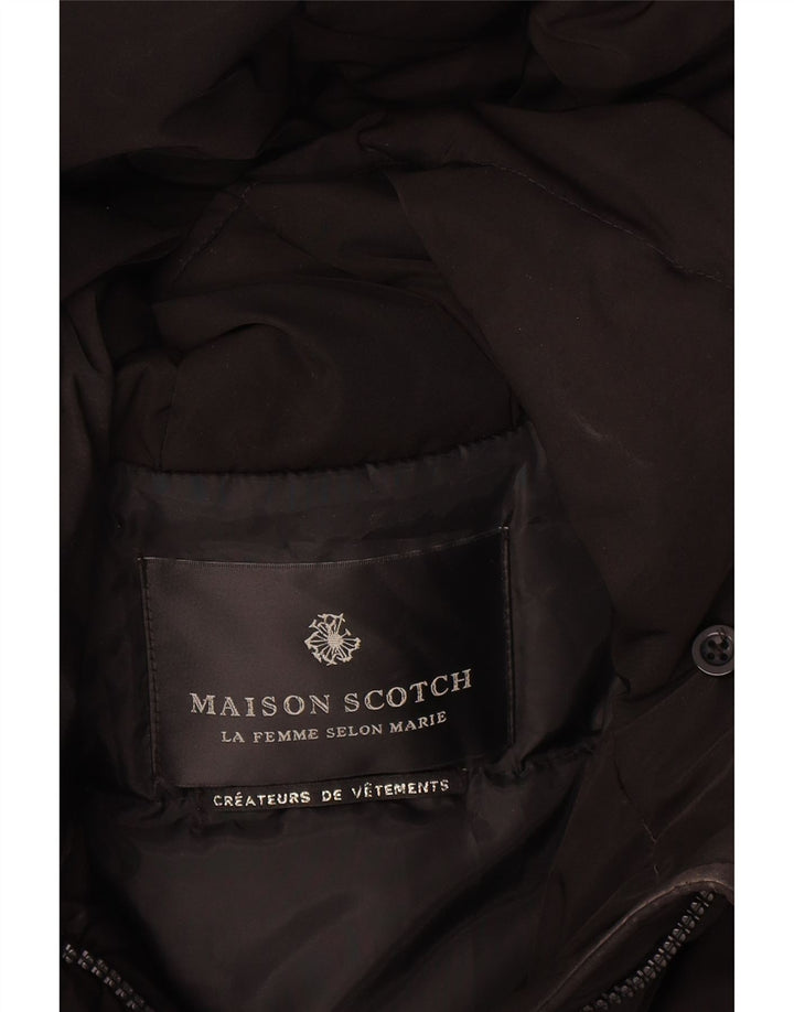 Maison Scotch ženski podstavljeni kaput s kapuljačom UK 14 srednji crni poliester