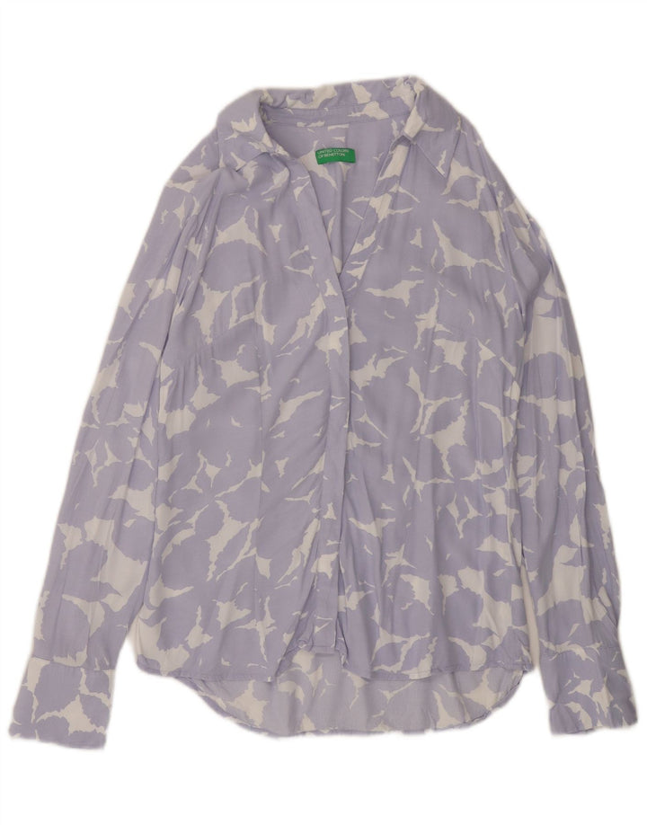 BENETTON Ženska košulja UK 14 Srednje ljubičasta cvjetna viskoza