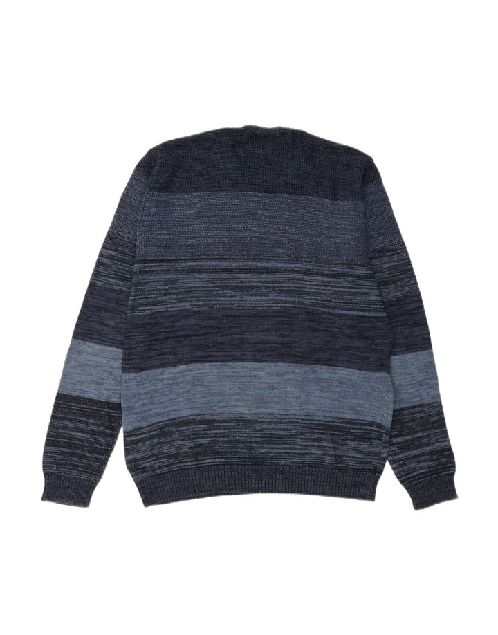 JACK & JONES Mens Core Crew Neck Jumper Sweater Medium Navy Blue Striped