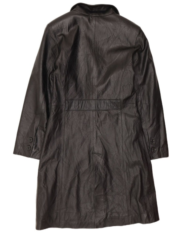 Vintage Womens Leather Coat IT 40 Small Black Leather