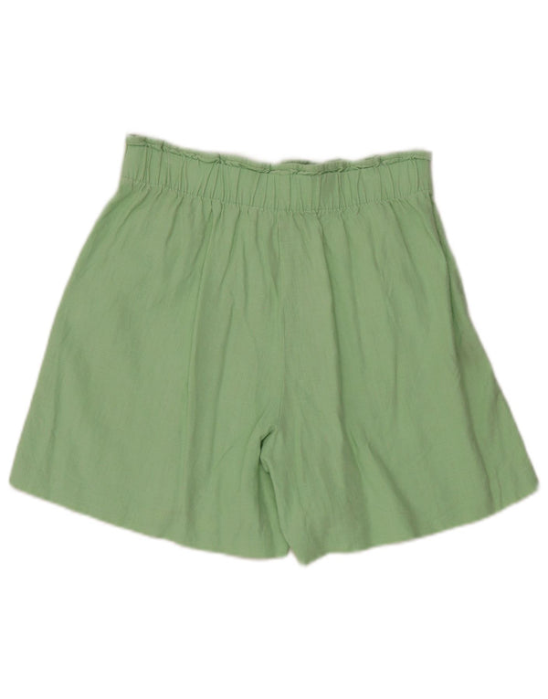 Marks & Spencer Womens High Waist Casual Shorts UK 10 Small W28 Green Flax
