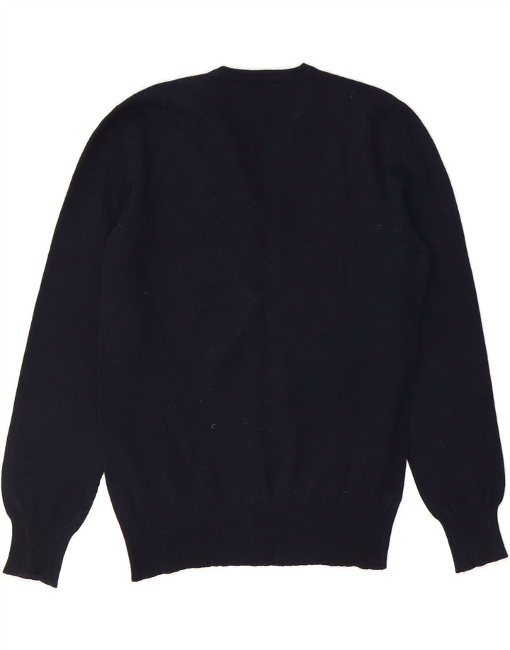 VINTAGE Womens V-Neck Jumper Sweater UK 12 Medium Navy Blue Vintage Vintage and Second-Hand Vintage from Messina Hembry 