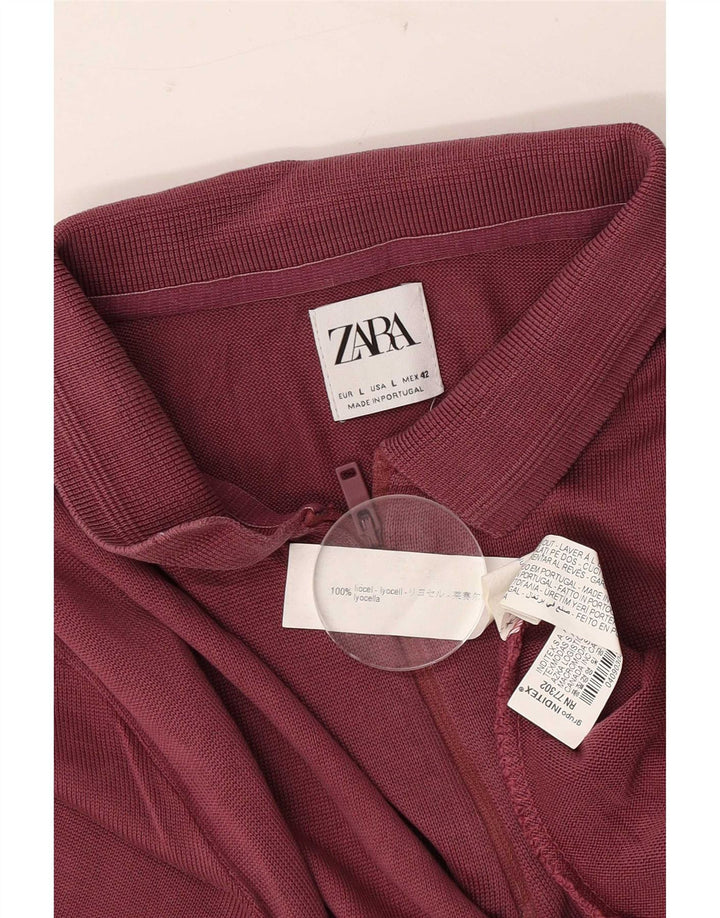 Zara muška polo majica Large Burgundy Lyocell