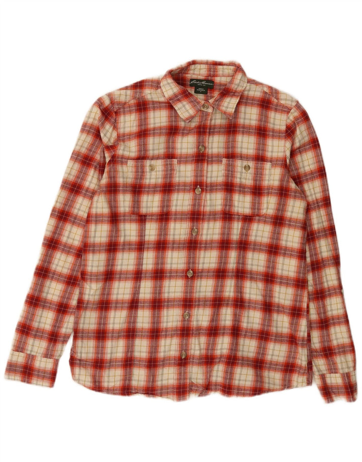Eddie Bauer Ženska flanelska košulja UK 14 Srednji crveni karirani pamuk