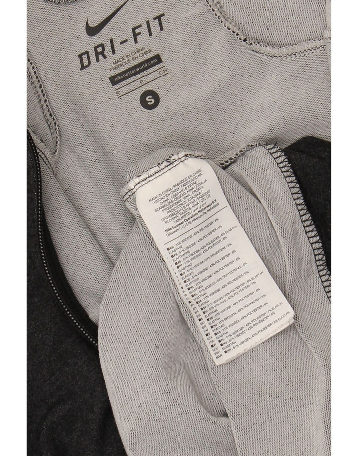 NIKE Mens Dri Fit Zip Hoodie Sweater Small Grey Viscose Vintage Nike and Second-Hand Nike from Messina Hembry 