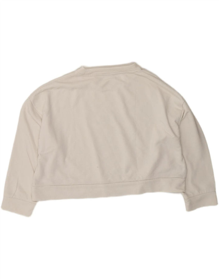 ELLESSE Womens Oversized Crop Graphic Sweatshirt Jumper UK 10 Small White