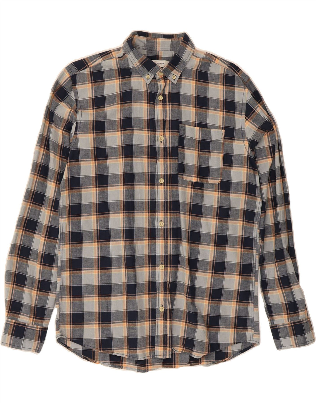 JACK & JONES Mens Shirt Medium Blue Check Cotton Classic Vintage Jack & Jones and Second-Hand Jack & Jones from Messina Hembry 