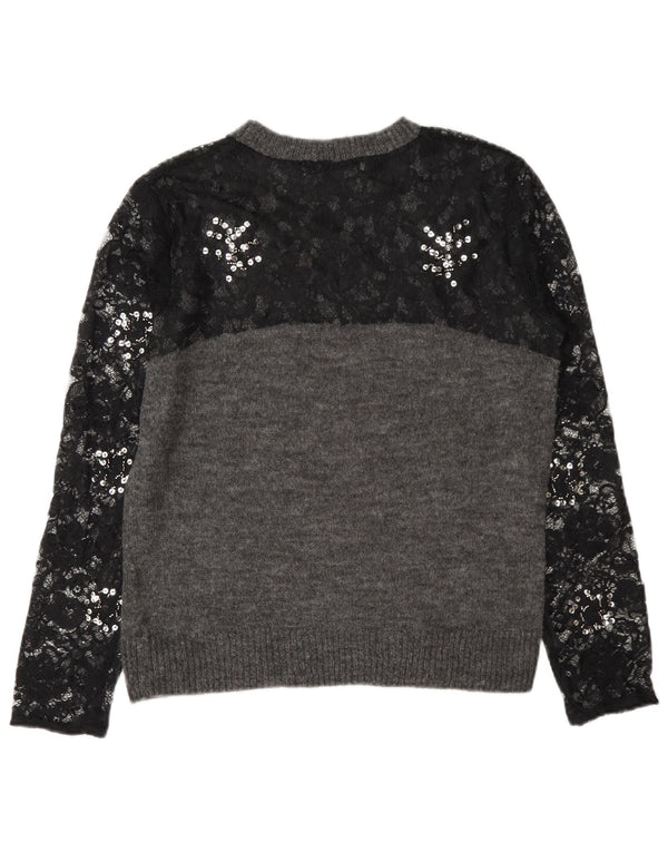 Zara ženski džemper s okruglim izrezom UK 10 Small Grey Colourblock