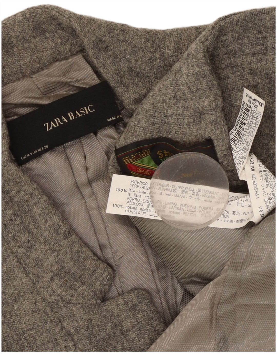 Zara ženska duga jakna jakna UK 12 srednje siva vuna